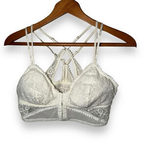 Aerie white lace  corset front bra L